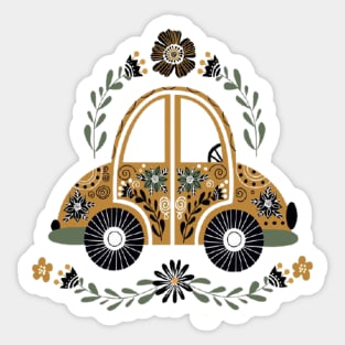 Folk Floral Car Sticker